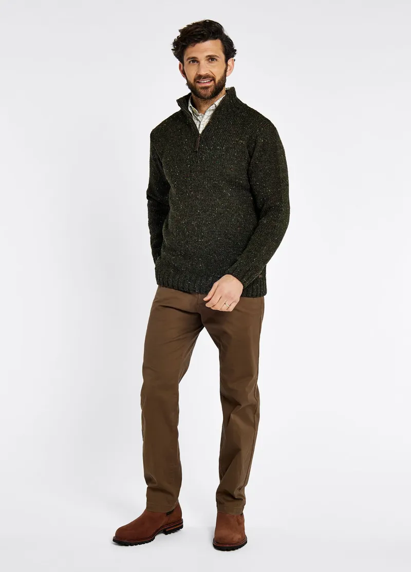 Dubarry Callaghan Gents Zip Neck Sweater - Olive-2