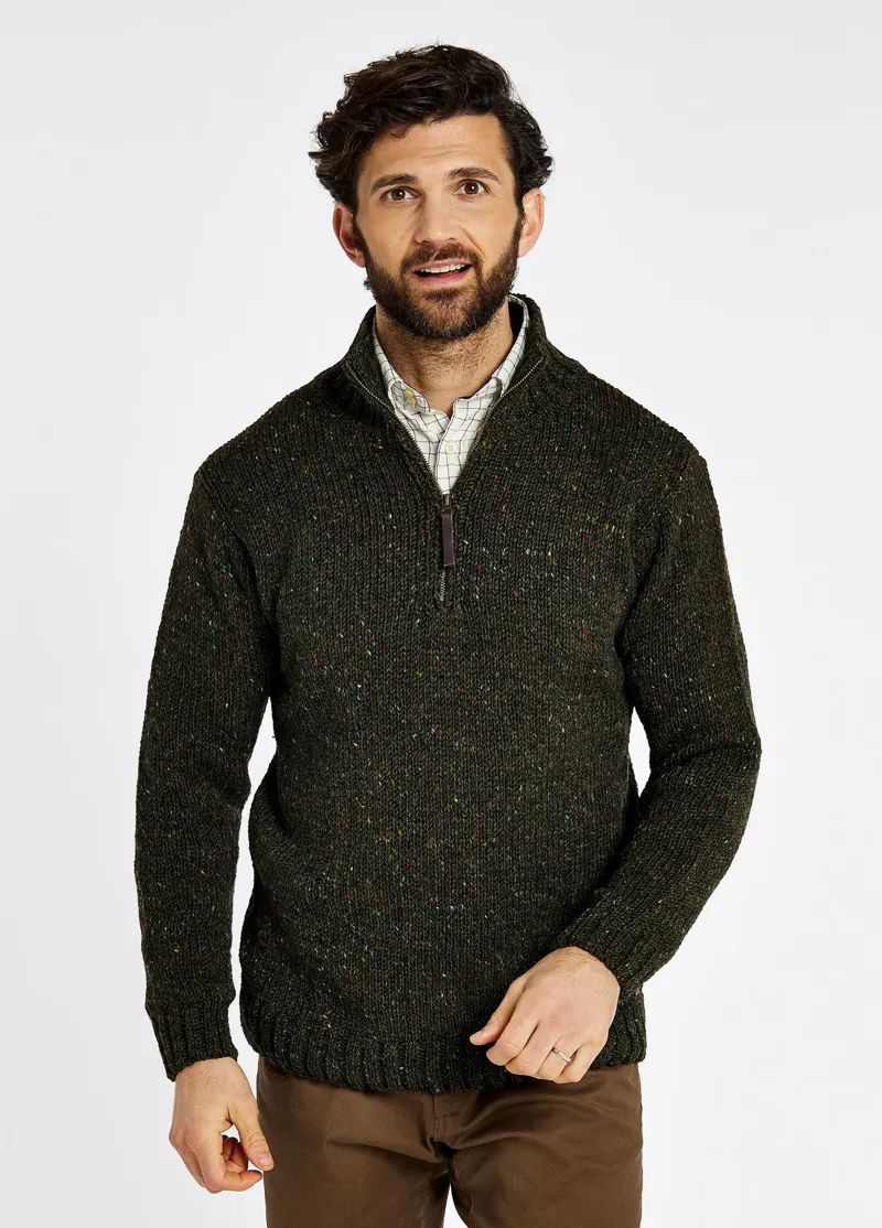 Dubarry Callaghan Gents Zip Neck Sweater - Olive-3
