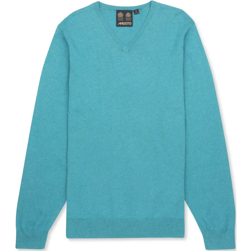Musto Light Merino Knit Gents V-Neck - Viridian Marl