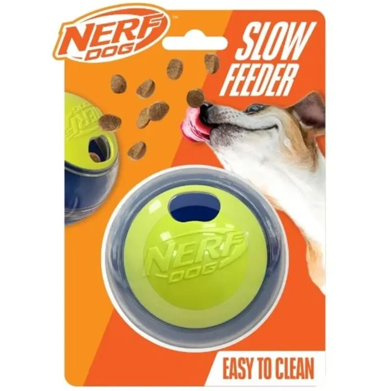 Nerf Dog Puzzle Slow Feeder Ball Yellow/ Blue