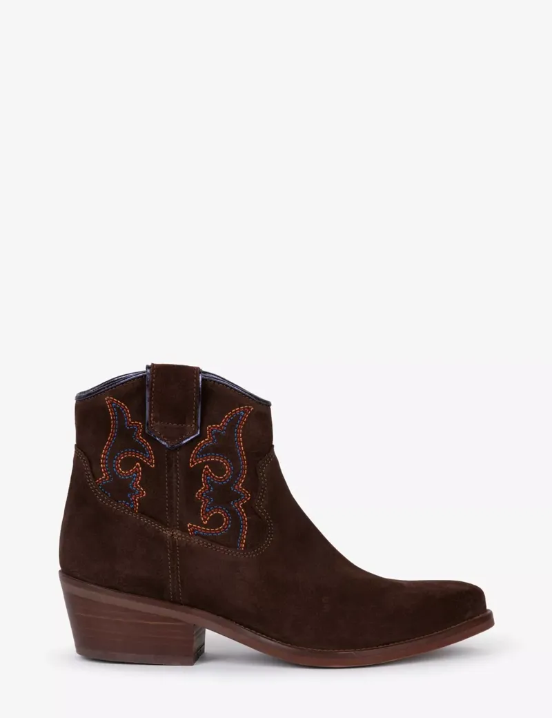 Penelope Chilvers Cassidy Suede Embroidered Boot - Bitter Chocolate-3