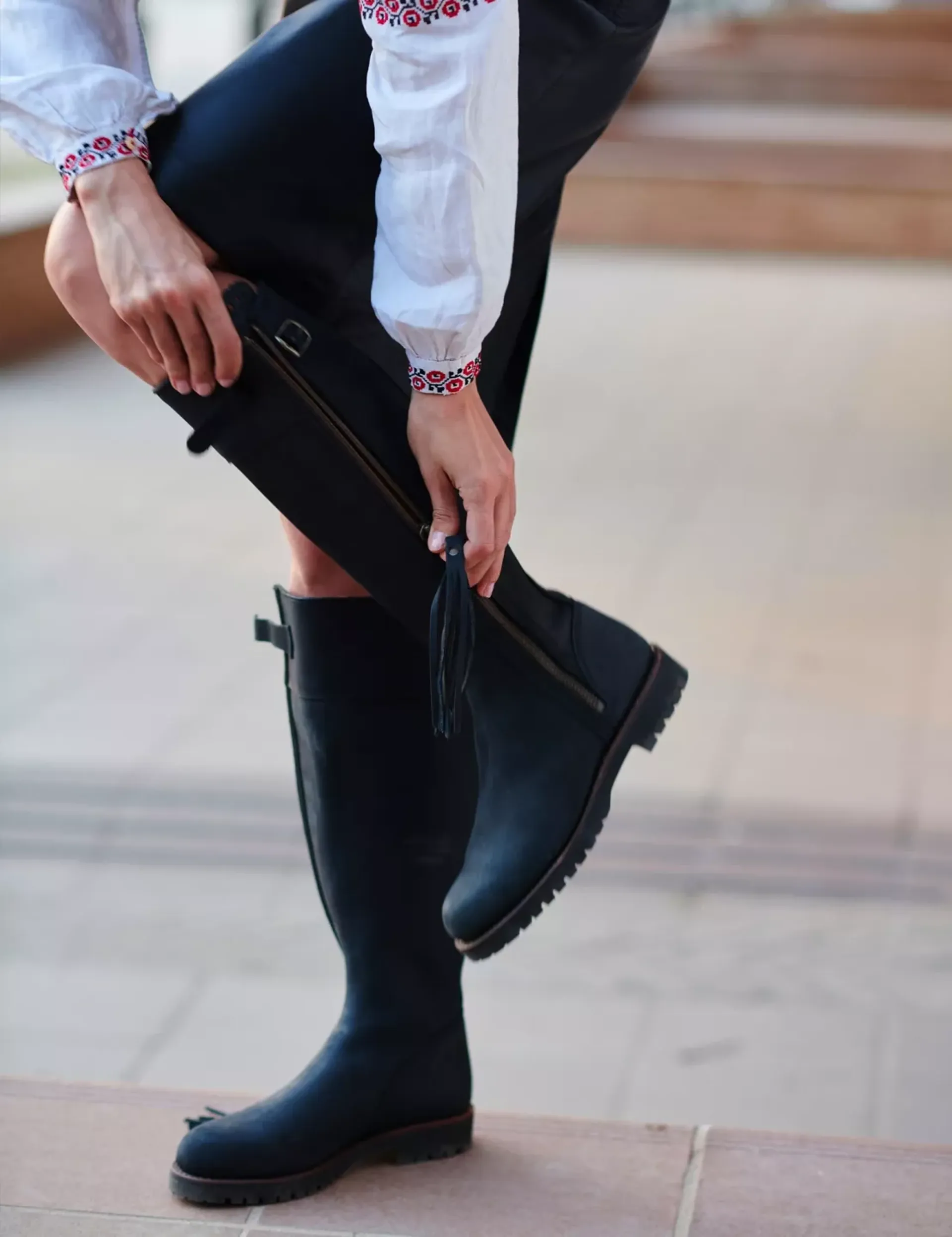 Penelope Chilvers Long Tassel Boot - Black
