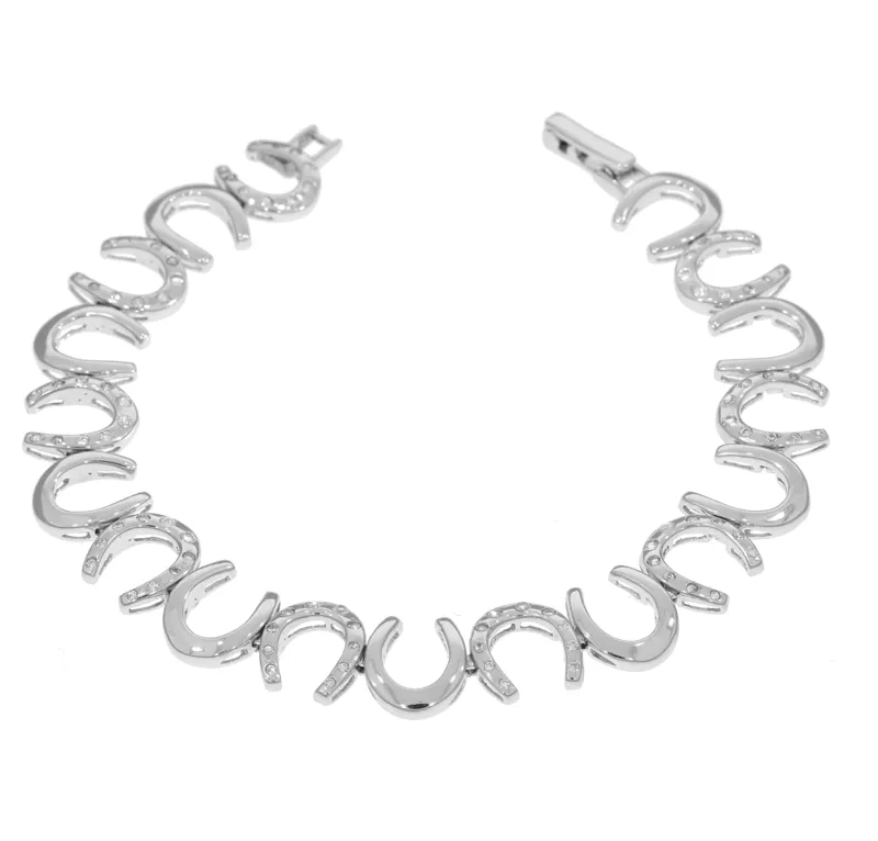 Falabella Plain/Crystal Horseshoe Bracelet - Sterling Silver