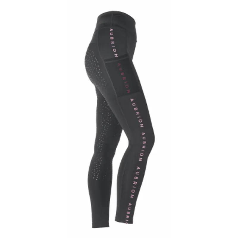 Shires Brook Logo Maids Riding Tights - Black