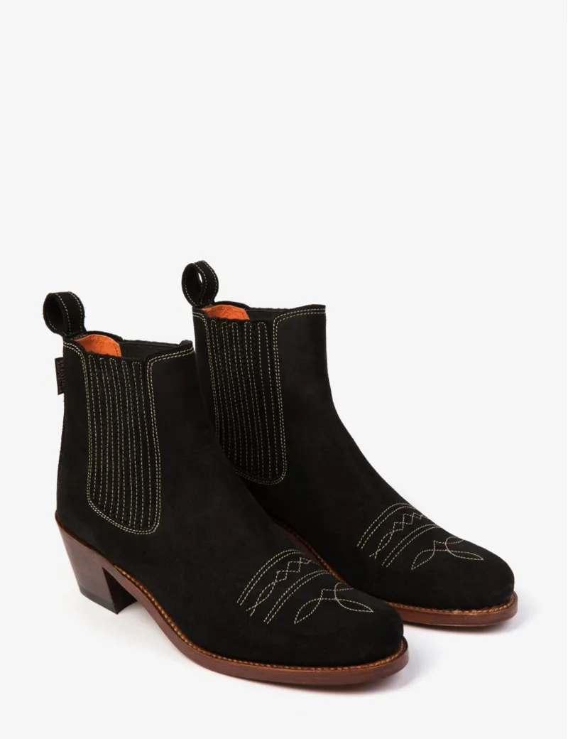Penelope Chilvers Salva Oiled Suede Boot - Black-1