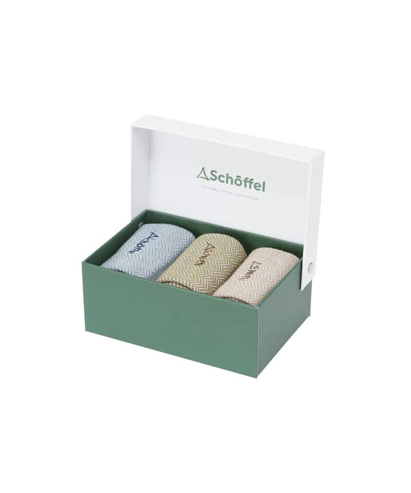 Schoffel Bamboo Sock Box of 3 - Port Herringbone Mix-1