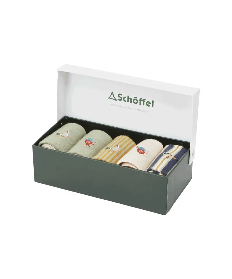 Schoffel Bamboo Sock Box Of 5 - Game Birds-1