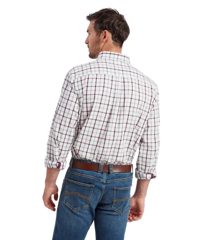 Schoffel Brancaster Classic Shirt - Wine Check-5