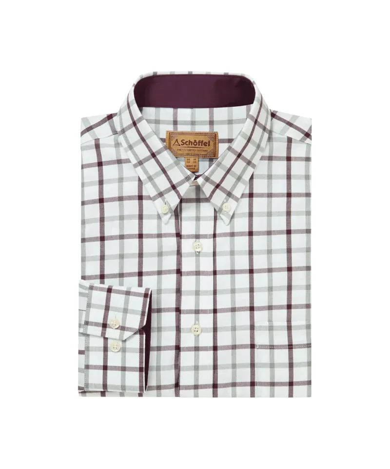 Schoffel Brancaster Classic Shirt - Wine Check-1