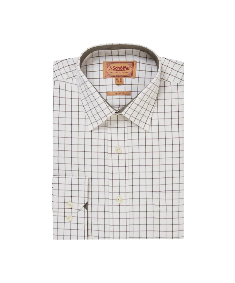 Schoffel Burnham Tattersall Classic Shirt - Dark Olive Tattersall-1