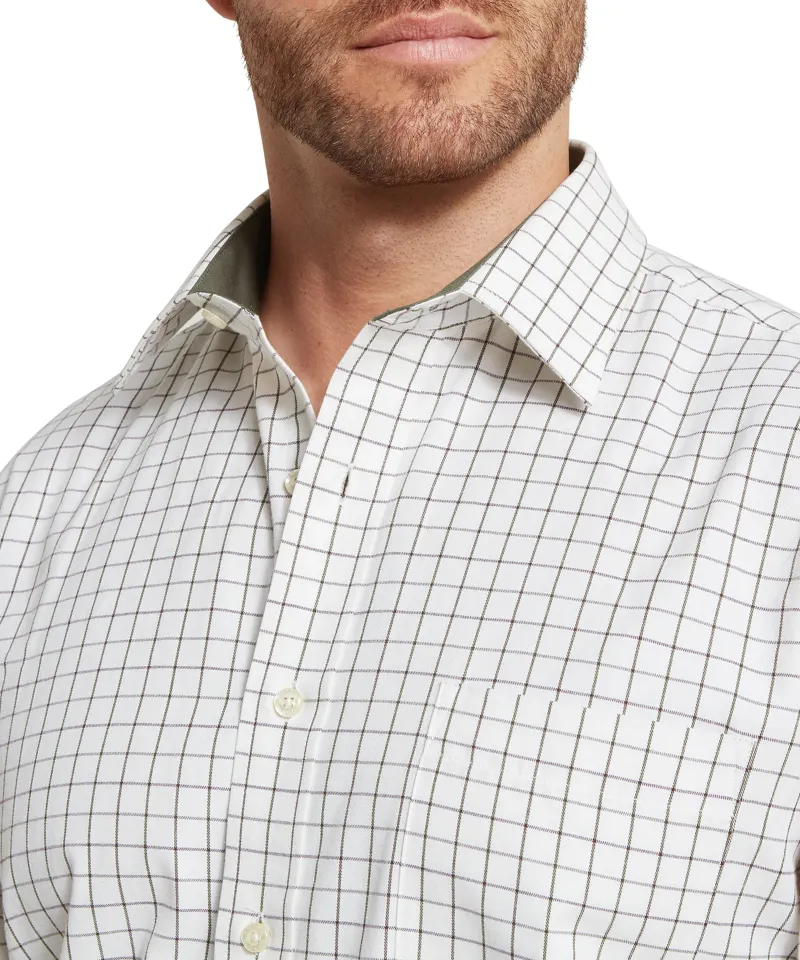 Schoffel Burnham Tattersall Classic Shirt - Dark Olive Tattersall-5