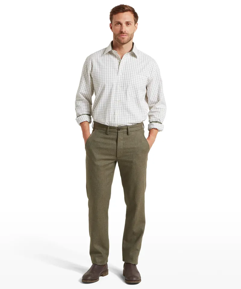 Schoffel Burnham Tattersall Classic Shirt - Dark Olive Tattersall-2