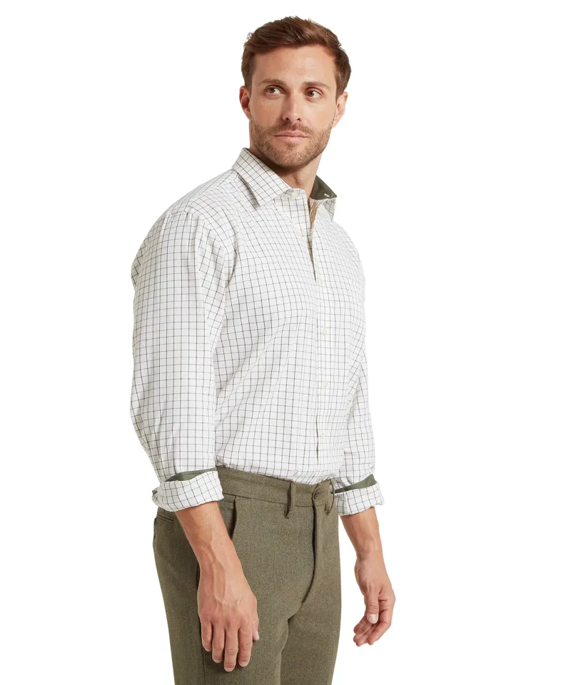 Schoffel Burnham Tattersall Classic Shirt - Dark Olive Tattersall-3