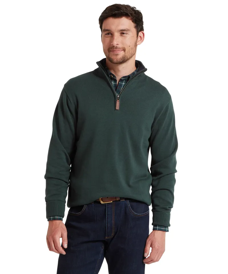 Schoffel Calton Cotton/Cashmere 1/4 Jumper - Botanical Green