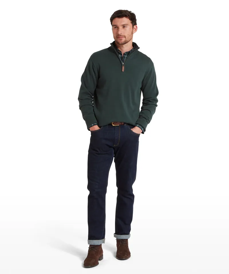 Schoffel Calton Cotton/Cashmere 1/4 Jumper - Botanical Green-2