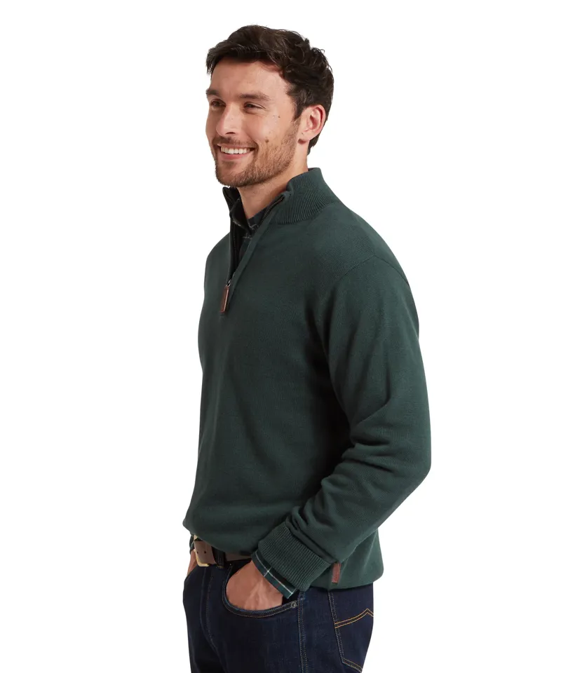 Schoffel Calton Cotton/Cashmere 1/4 Jumper - Botanical Green-3