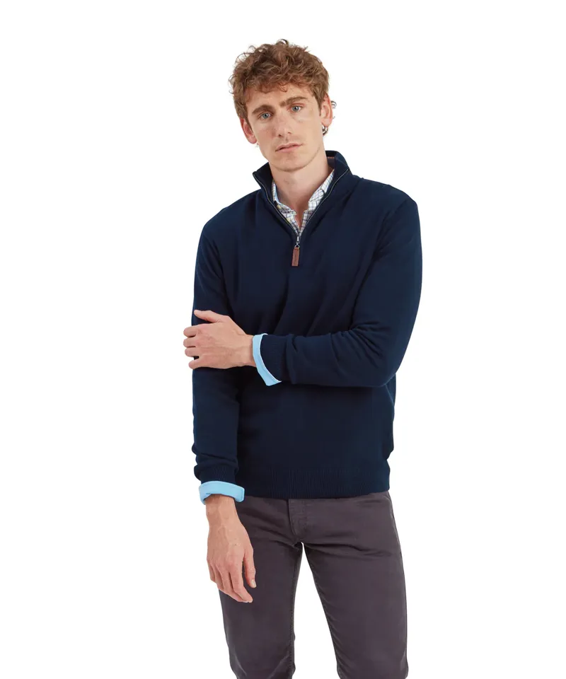 Schoffel Calton Cotton Cashmere 1/4 Zip Jumper - Navy