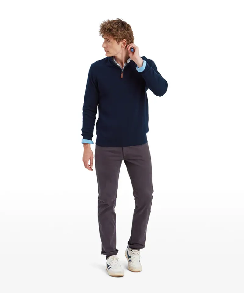 Schoffel Calton Cotton Cashmere 1/4 Zip Jumper - Navy-4
