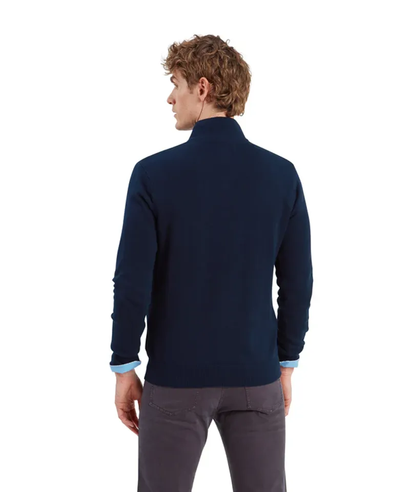 Schoffel Calton Cotton Cashmere 1/4 Zip Jumper - Navy-6