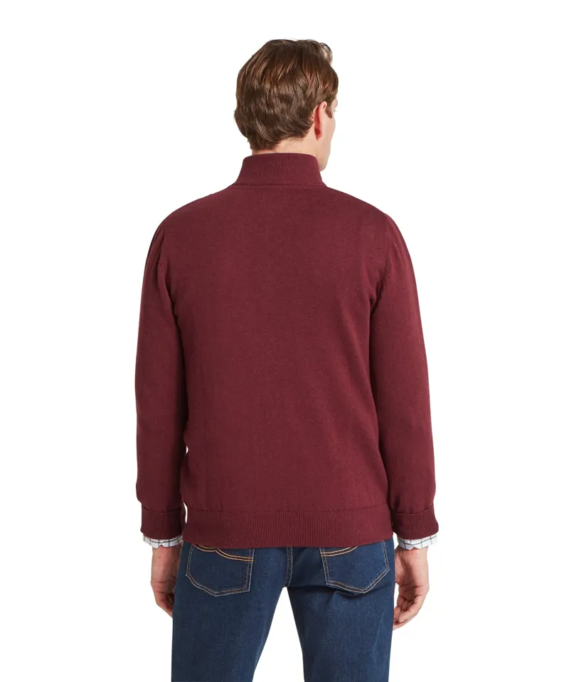 Schoffel Calton Cotton Cashmere 1/4 Zip Jumper - Burgundy-3