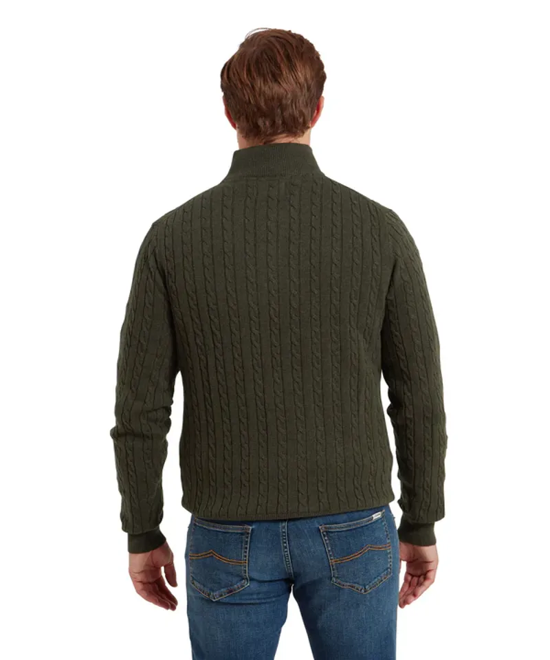Schoffel Calton Cotton Cashmere Cable 1/4 Zip Jumper - Loden Green-4