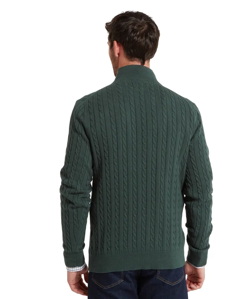 Schoffel Calton Cotton Cashmere Cable 1/4 Zip Jumper - Botanical Green-4