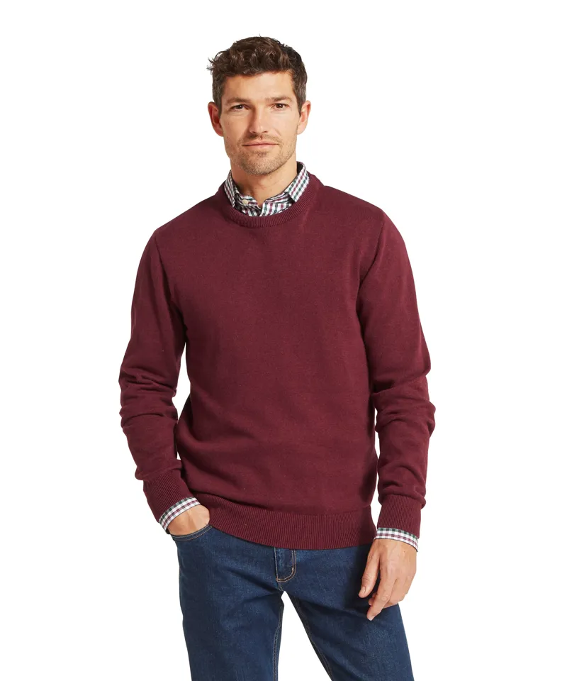 Schoffel Calton Cotton Cashmere Crew Jumper - Burgundy