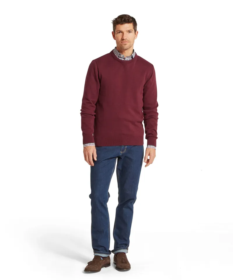 Schoffel Calton Cotton Cashmere Crew Jumper - Burgundy-1