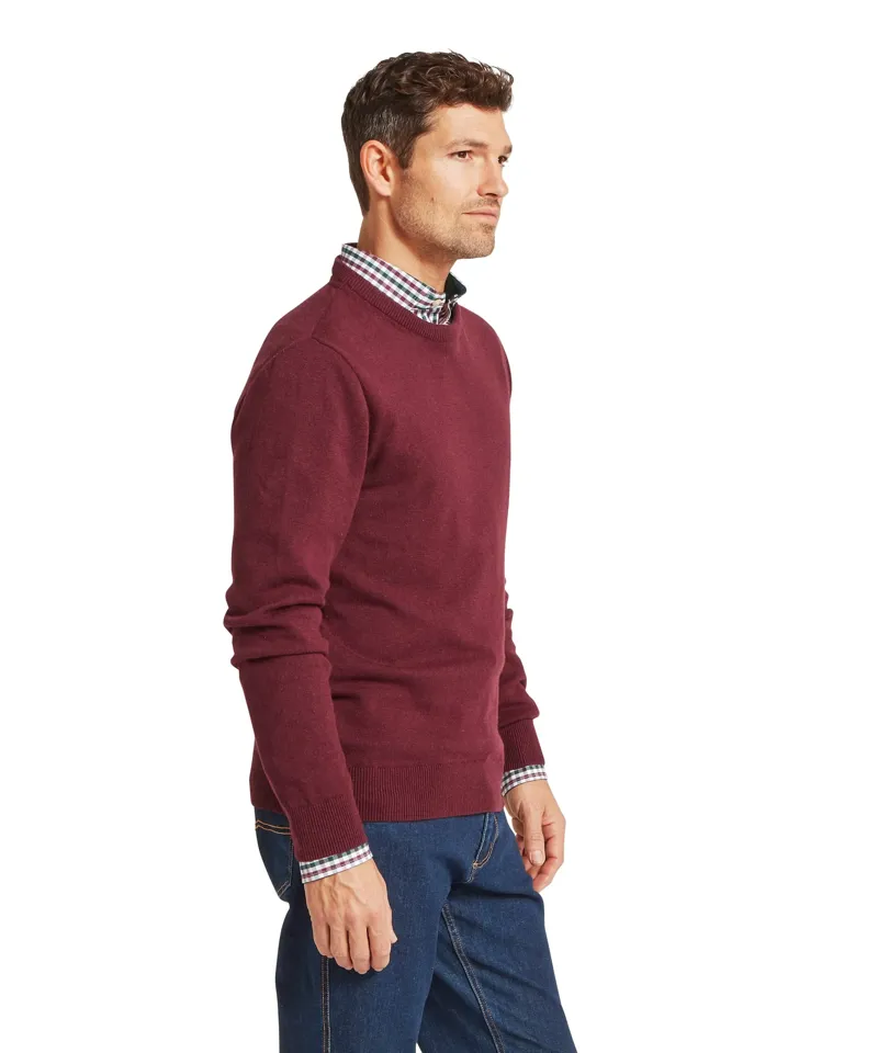 Schoffel Calton Cotton Cashmere Crew Jumper - Burgundy-2