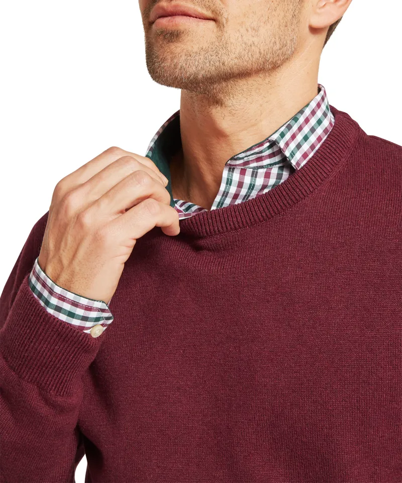 Schoffel Calton Cotton Cashmere Crew Jumper - Burgundy-4