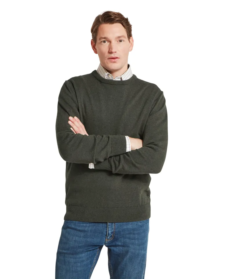 Schoffel Calton Cotton Cashmere Crew Jumper - Loden Green