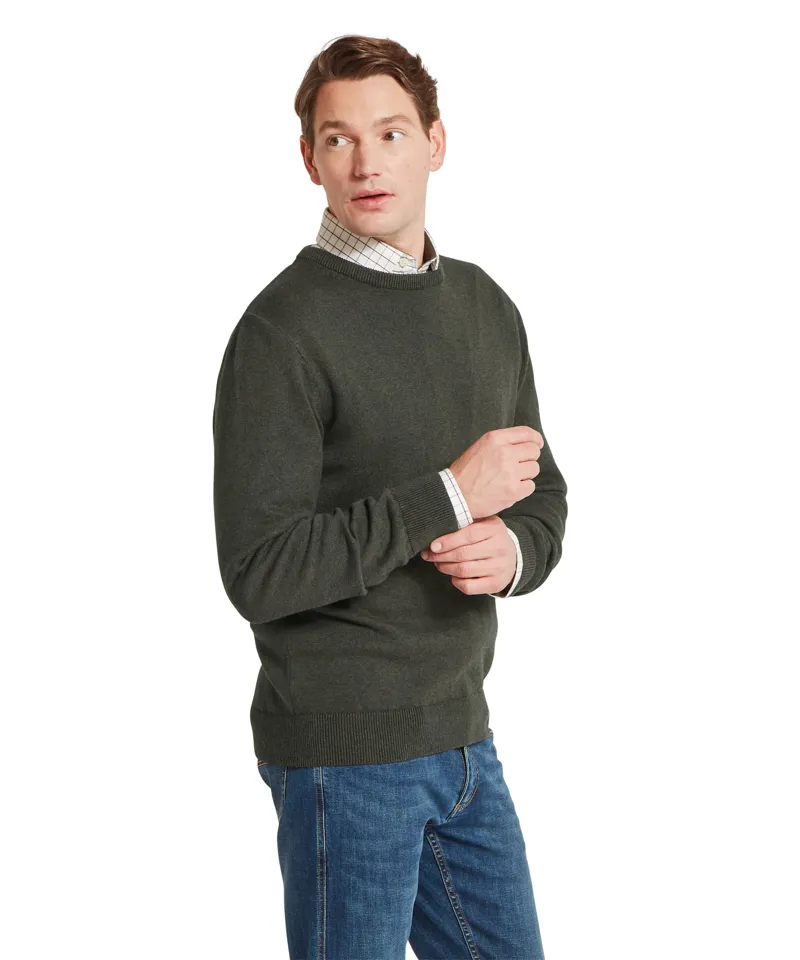 Schoffel Calton Cotton Cashmere Crew Jumper - Loden Green-2
