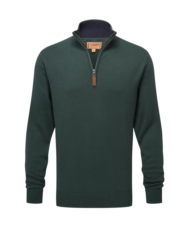 Schoffel Calton Cotton/Cashmere 1/4 Jumper - Botanical Green-1