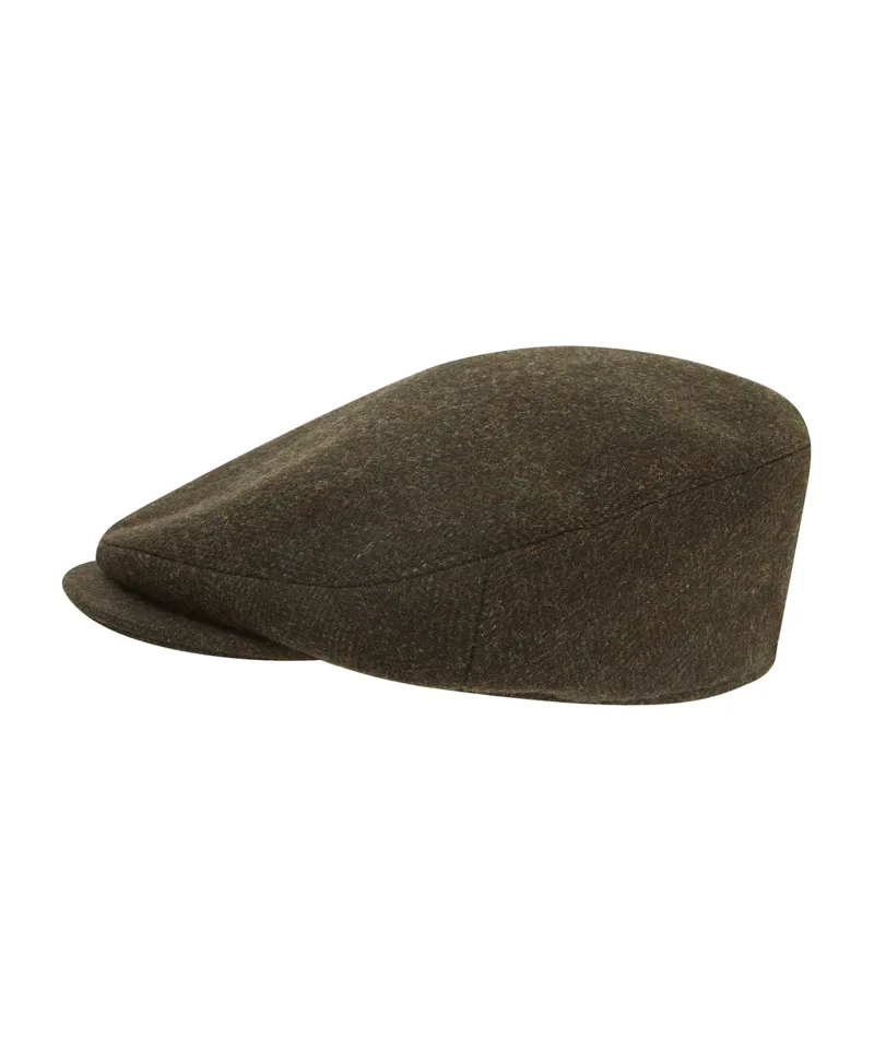 Schoffel Countryman Tweed Cap - Dark Olive Herringbone Tweed