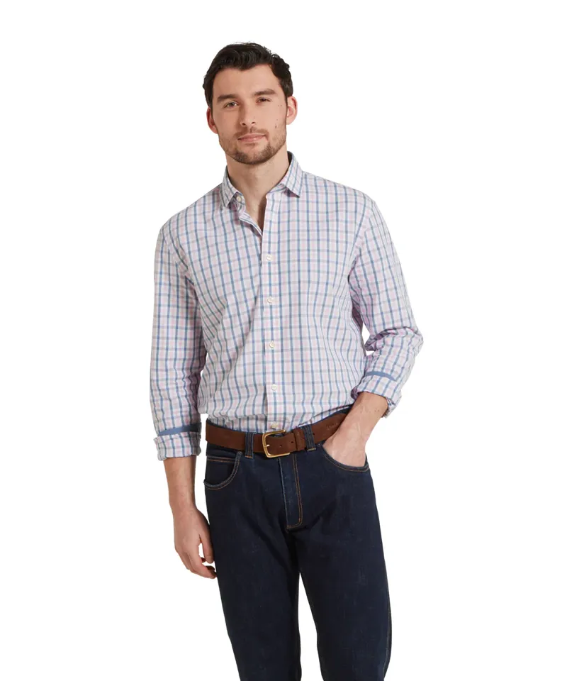 Schoffel Hebden Tailored Shirt Dark Denim/ Pink