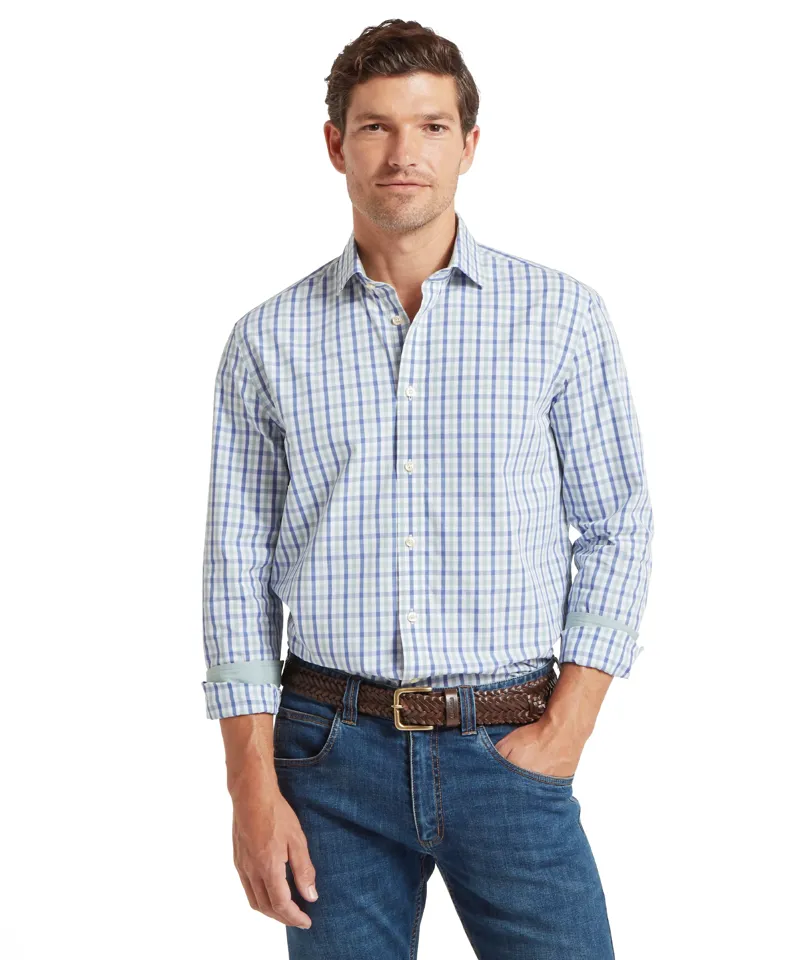Schoffel Hebden Tailored Shirt - Mist Blue/ Vintage Indigo Check