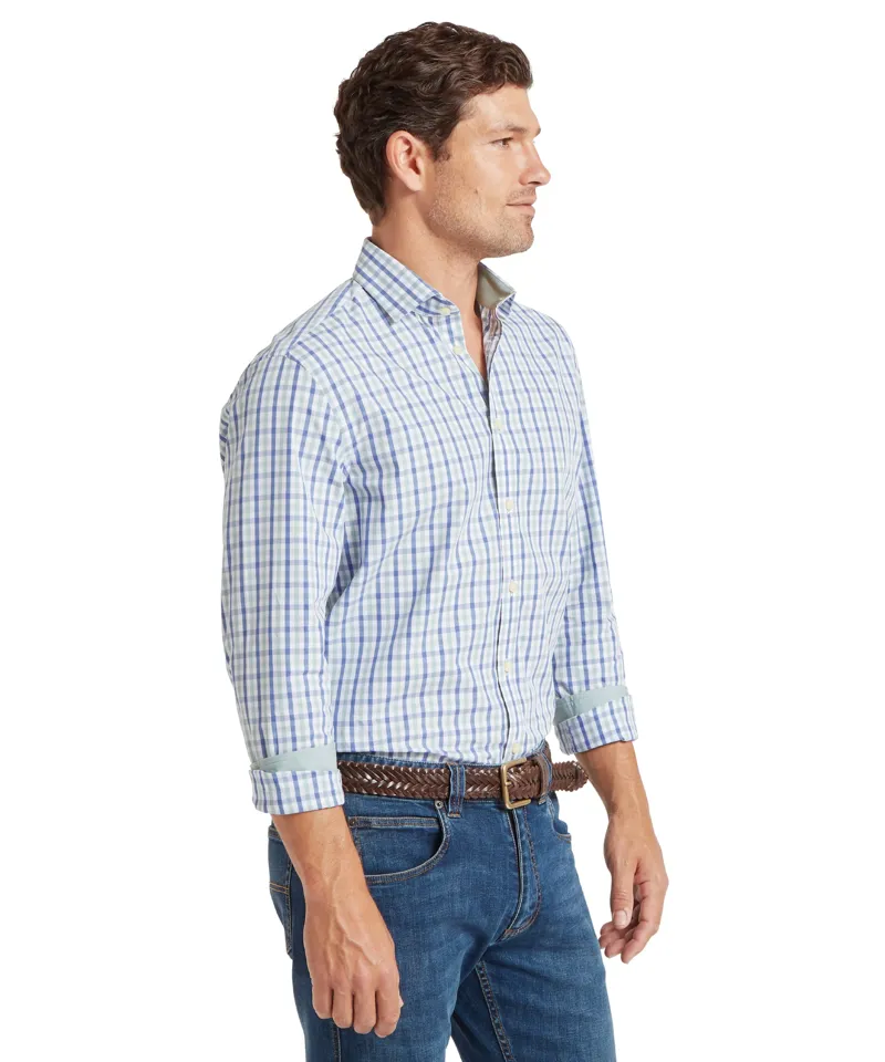 Schoffel Hebden Tailored Shirt - Mist Blue/ Vintage Indigo Check-3