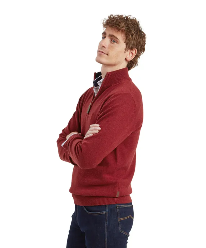 Schoffel Lewis Lambswool 1/4 Zip Jumper - Deep Red-4