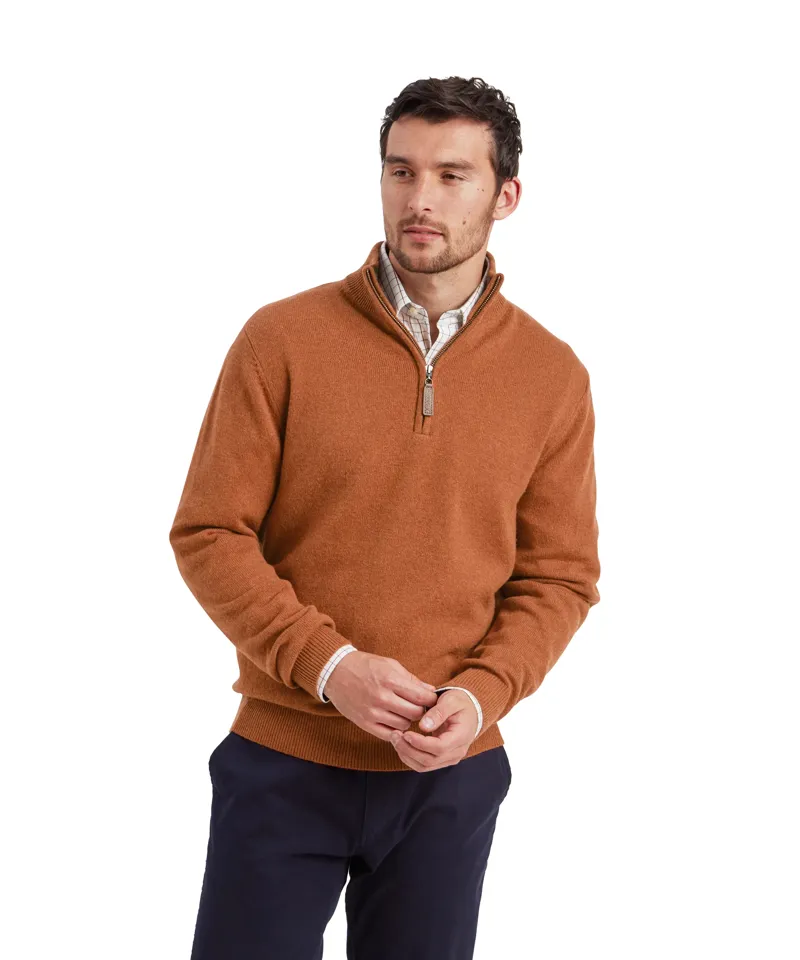 Schoffel Lewis Lambswool 1/4 Zip Jumper - Brick-1