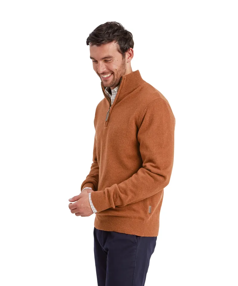 Schoffel Lewis Lambswool 1/4 Zip Jumper - Brick-3