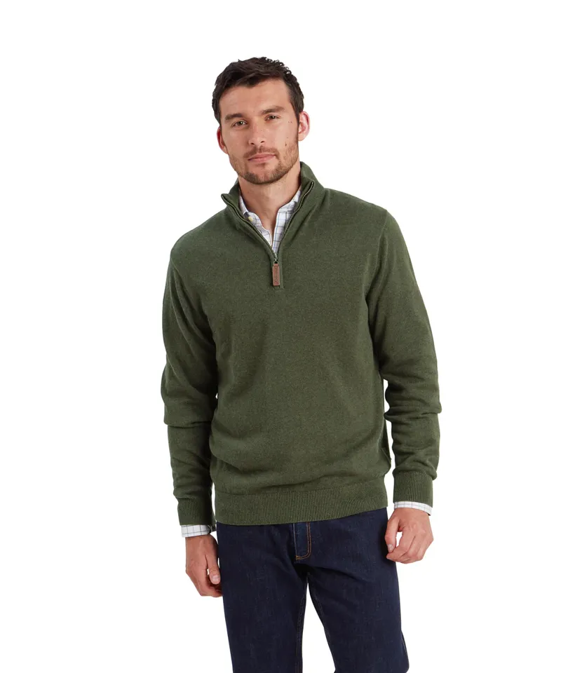Schoffel Lewis Lambswool 1/4 Zip Jumper - Woodland-4