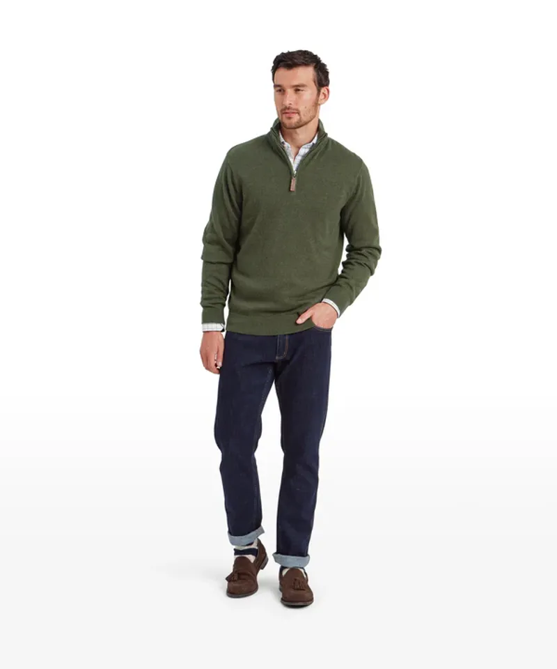 Schoffel Lewis Lambswool 1/4 Zip Jumper - Woodland-5
