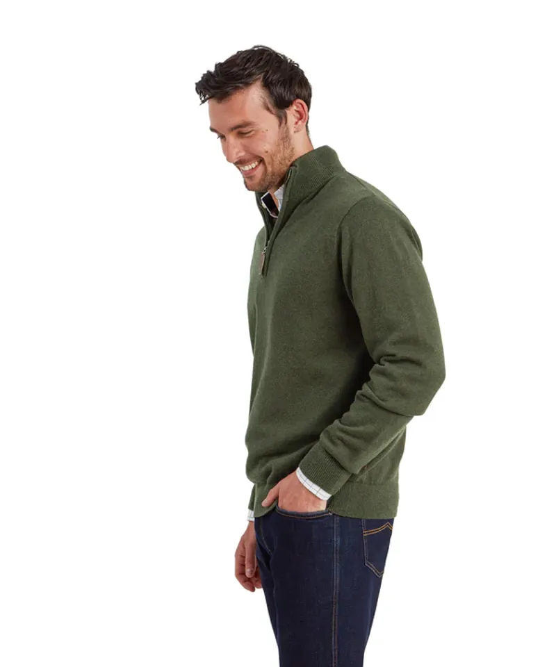 Schoffel Lewis Lambswool 1/4 Zip Jumper - Woodland-1