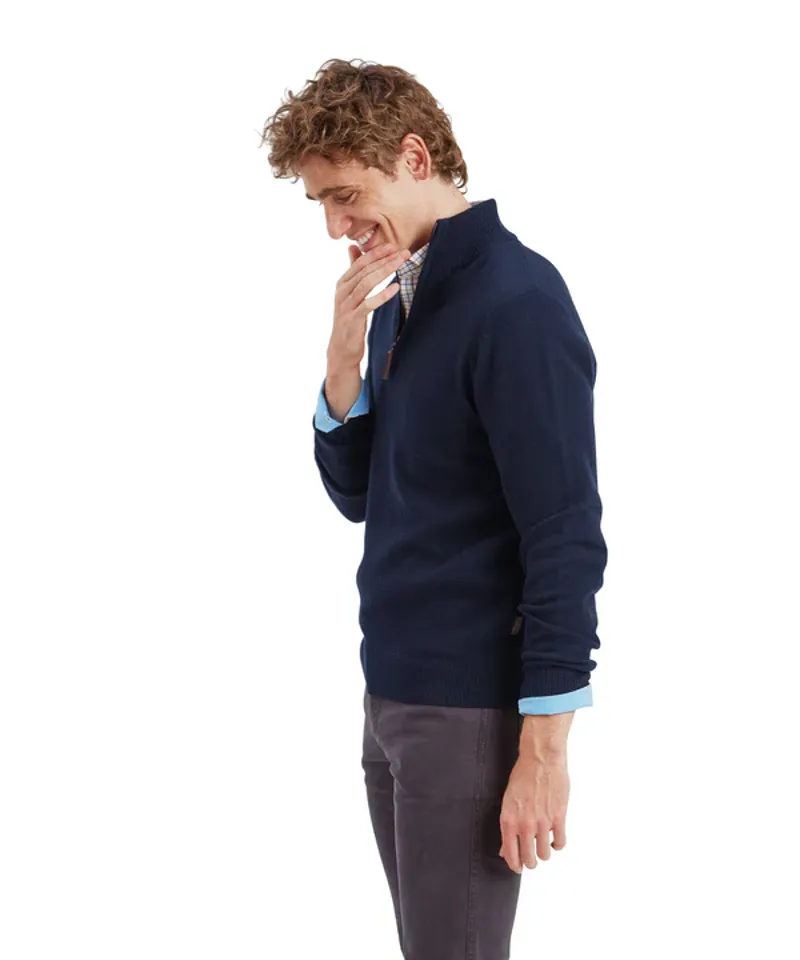 Schoffel Lewis Lambswool 1/4 Zip Jumper - Navy-4