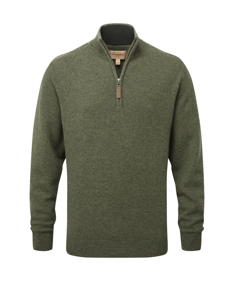 Schoffel Lewis Lambswool 1/4 Zip Jumper - Woodland