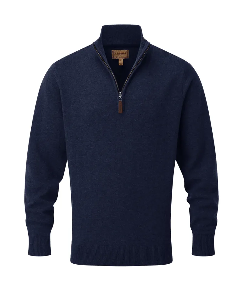 Schoffel Lewis Lambswool 1/4 Zip Jumper - Navy