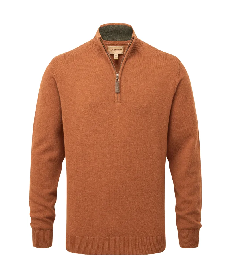 Schoffel Lewis Lambswool 1/4 Zip Jumper - Brick