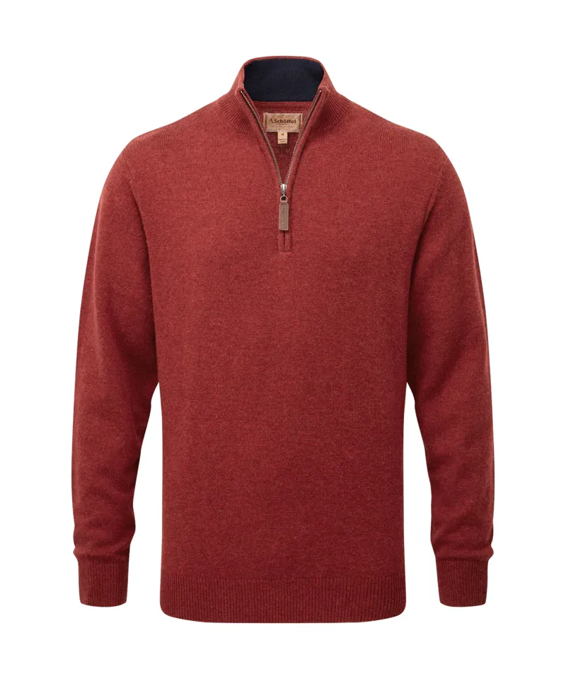 Schoffel Lewis Lambswool 1/4 Zip Jumper - Deep Red