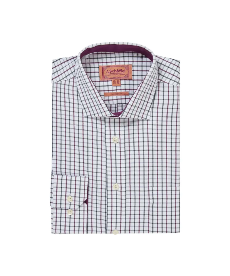 Schoffel Milton Tailored Shirt - Plum/ Botanical Green-1