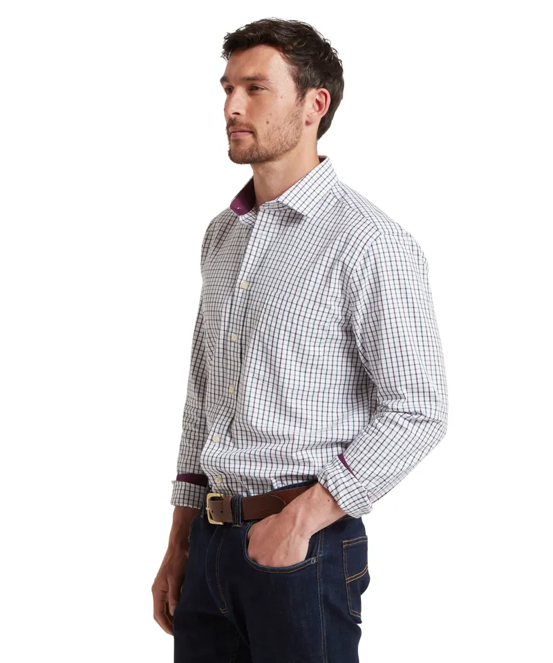 Schoffel Milton Tailored Shirt - Plum/ Botanical Green-3